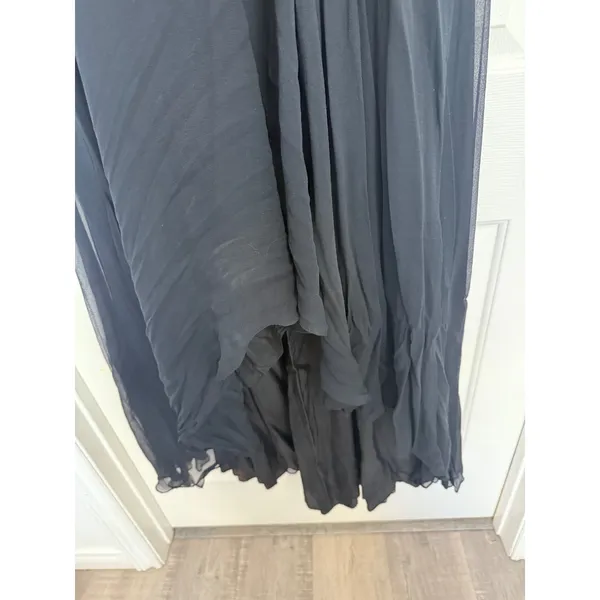 Tony Bowls‎ Evenings Black 100% Silk Ruched Formal Gown - Size 14 - Image 4
