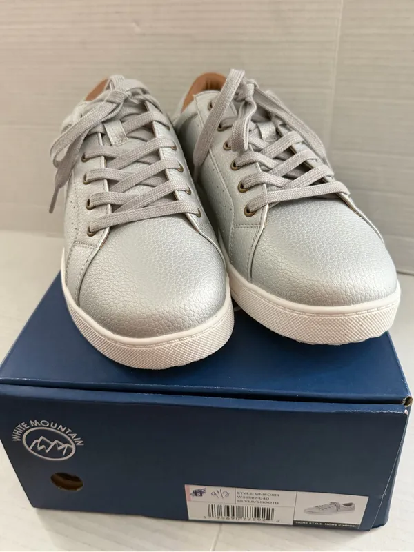 White Mountain Women's Uniform Lace-Up Sneakers Silver Size 9.5 Casual Shoes - Image 5