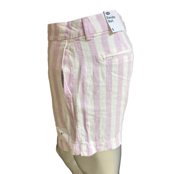 NEW Old Navy Striped Linen Blend Purple White Shorts Women's Size 6 NWT $27 - Image 3