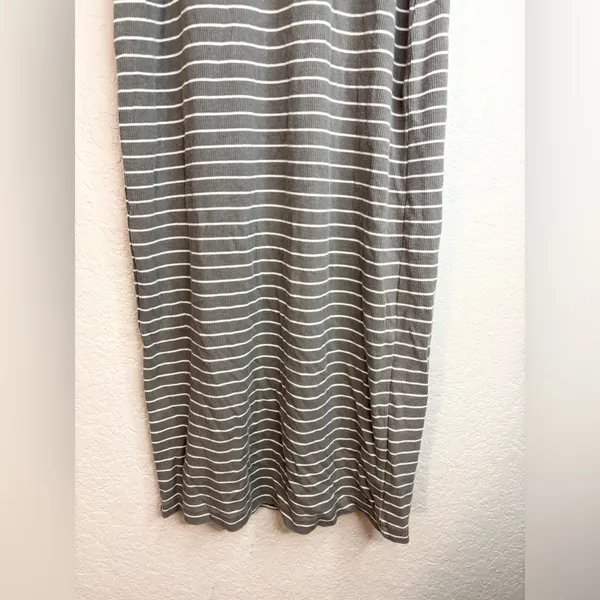 Marine Layer Lexi Rib Daytime Midi Dress Olive Stripe Size S - Image 9