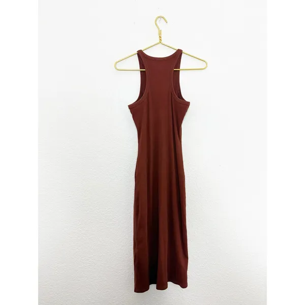 Sezane Erina Tank Midi Dress Size Small Brown Ribbed Quiet Luxury Classic - Image 13
