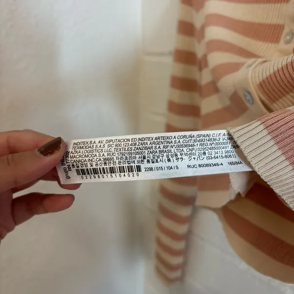 Zara striped knit cardigan in pink and cream - Image 4