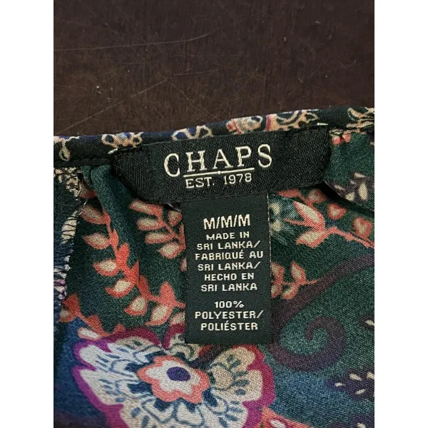Chaps Shirt Womens Medium Blue Paisley Boho Tunic Top 3/4 Sleeve Lightweight - Image 6