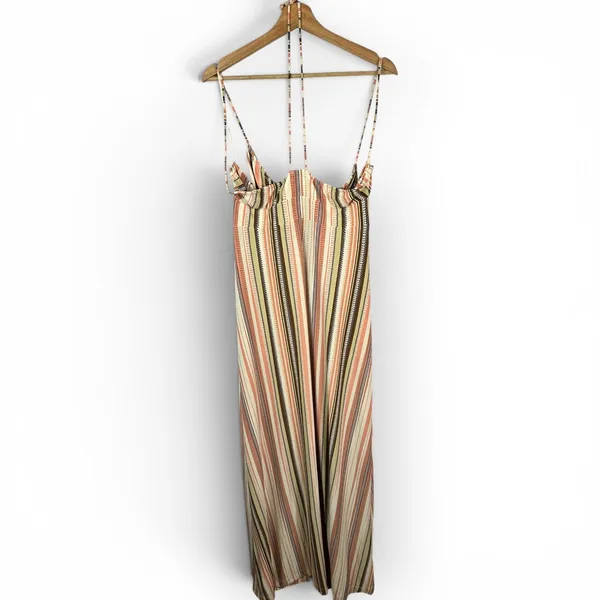 To The Max Striped Maxi Dress Womens Large Boho Y2K Beachy Resortwear Vacation - Image 2