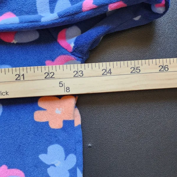 Marleylilly Pajama Women M Blue Floral Plush Long‎ Sleeve Short Set - Image 7