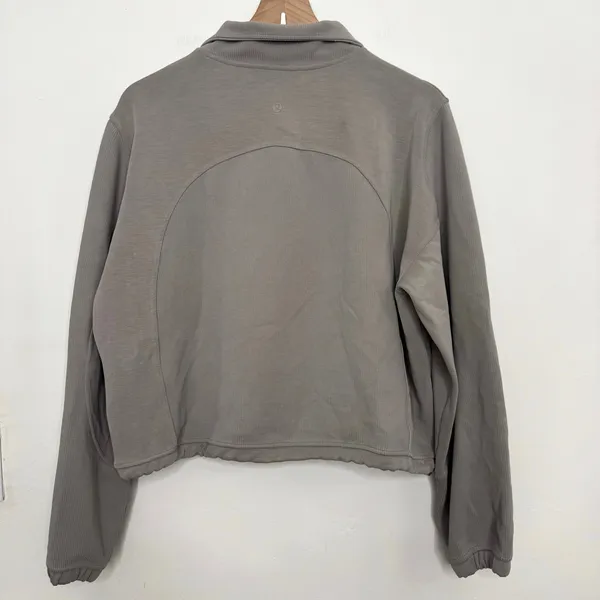 Lululemon Brushed Softstreme Ribbed Half Zip Sweatshirt Riverstone Beige Size 12 - Image 5