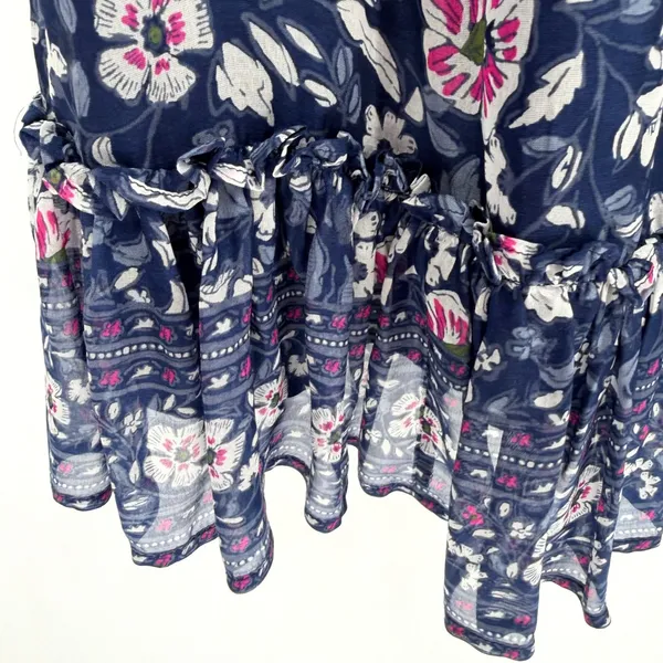 Vineyard Vines Silk Floral Shift Dress Women L Navy Coastal Preppy‎ Romantic - Image 7