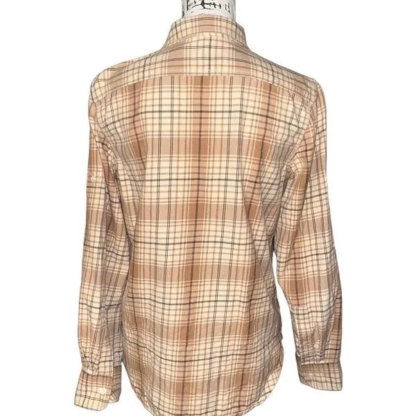 Lauren Ralph Lauren tan & brown plaid button down medium‎ - Image 3