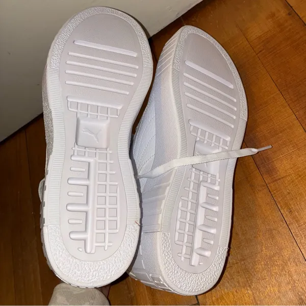 Puma 9.5 Cali Wedge White Platform Sneakers Leather Chunky Shoe Style: 373438_01 - Image 7