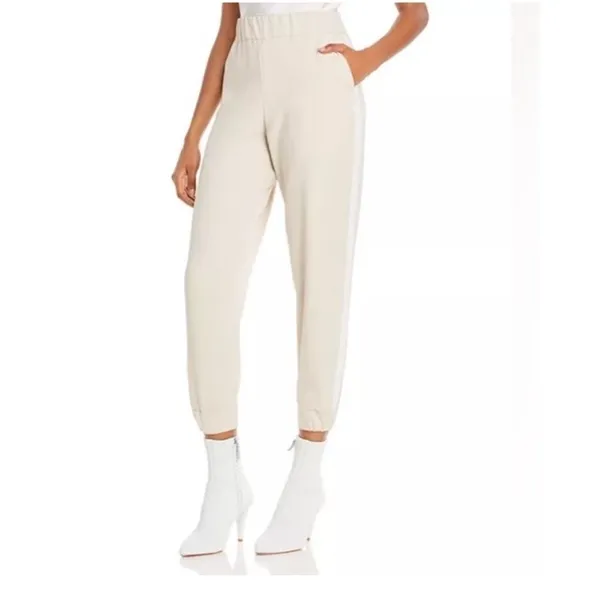 Alice And Olivia Pete Jogger Pants Size Medium Cream With White Stripes - Image 2