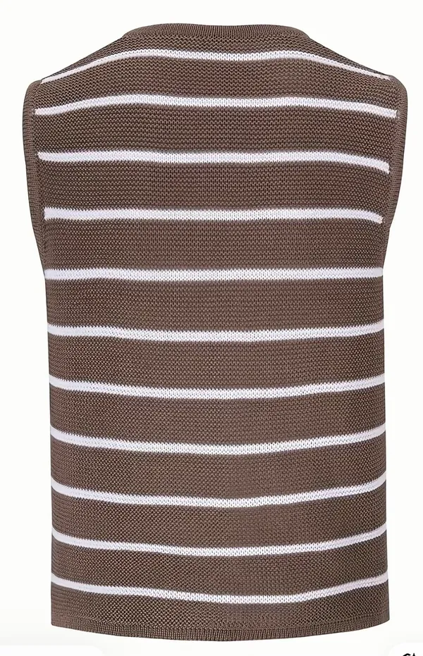 Brown and white stripped tie top - Image 3