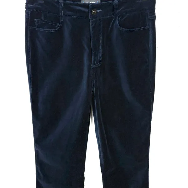 Paige High Rise Bootcut Pants Zip Fly & Button Closure Deep Navy Velvet Size 27 - Image 10