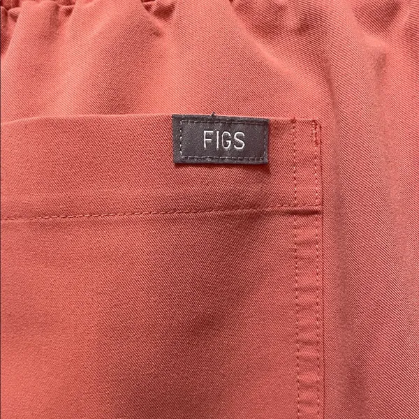 Figs Women's Coral Scrub Pants with Yellow Drawstring - Image 3