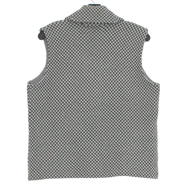 Houndstooth Sweater Vest Shawl Collar Gray L Button Up Preppy Academia Chaps - Image 5