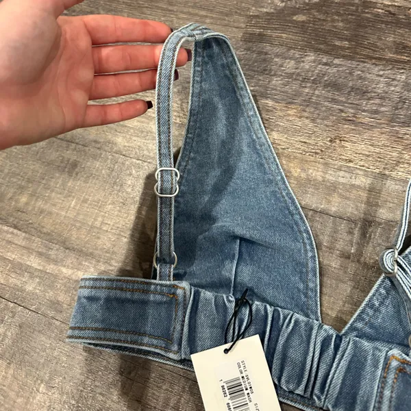 NWT LNDN Denim Bra Top Blue Size XS - Image 2