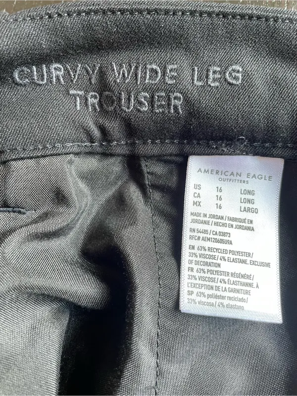 American Eagle Outfitters Black Curvy Wide Leg Dress Trousers Stretch Size 16L - Image 8