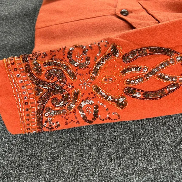 Spiegel Rust Orange Embellished Sleeve Blazer Jacket Womens Size 8 - Image 5