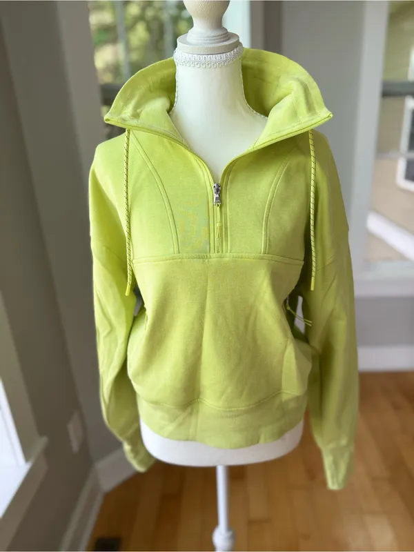 Old Navy Neon Highlighter Yellow Funnel Neck Half Zip Sweatshirt Sz Medium - Image 2