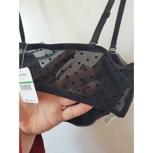NEW Intimately Free People Sierra Bandeua Bralette Sheer Lace Boning Black Large - Image 9