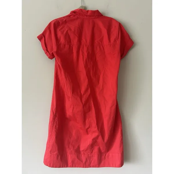 J. Crew Collared Red Coral Popover Button Shirt Dress Size XS Career Preppy - Image 2