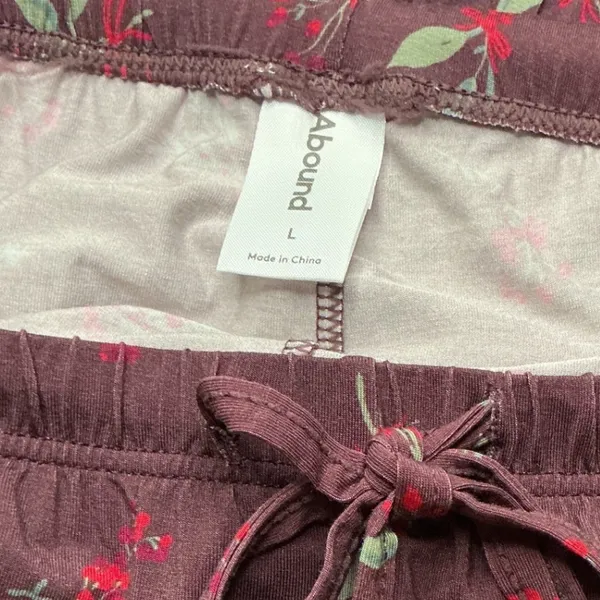 Abound Womens Pajama Pants Large Burgundy Floral‎ Rayon Spandex NWT - Image 3