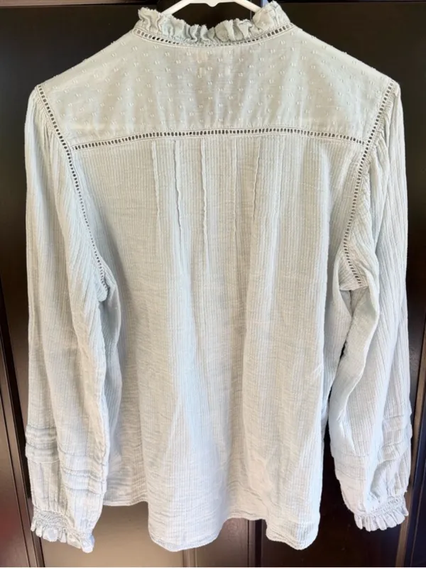 Faherty Willa Organic Cotton Top Ice Blue Size Large - Image 13