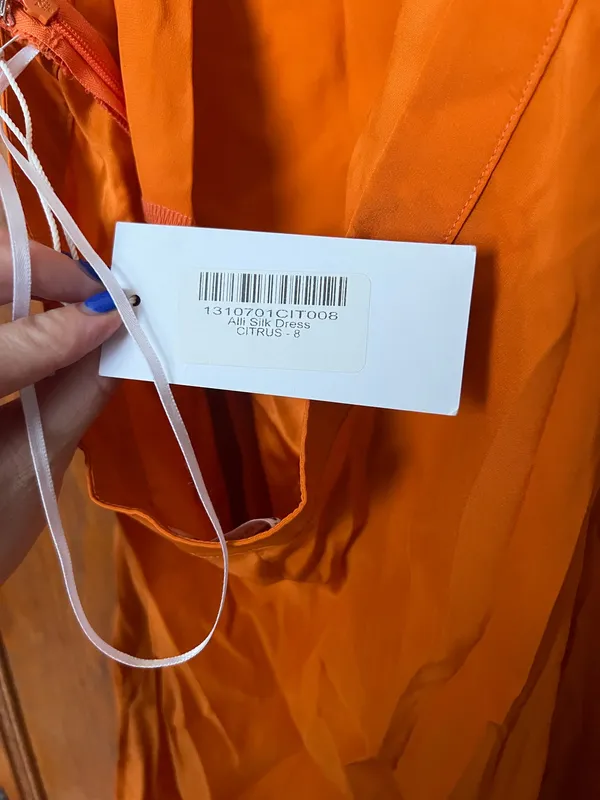 Reformation Orange Silk Dress - Image 3