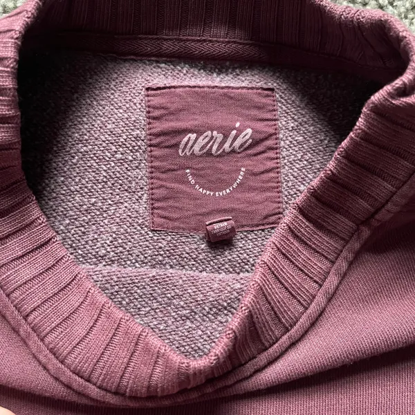 Aerie Burgondy Crew Neck Sweatshirt - Image 2