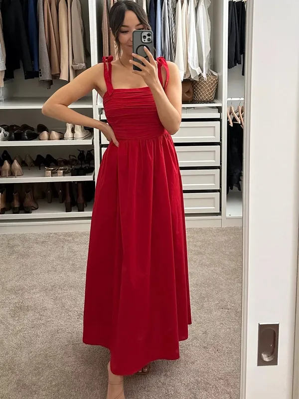 Abercrombie & Fitch Red Emerson Tie Strap Maxi Dress - Image 2