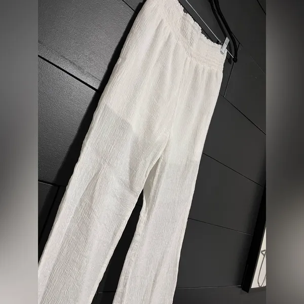 PAPER CRANE White Linen Straight Leg Pants Beach Casual Dressy Women’s S NWOT - Image 2