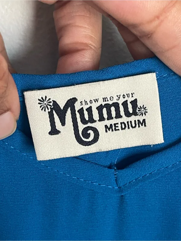 SHOW ME YOUR MUMU Blue Cropped Jumpsuit Sz M - Image 8