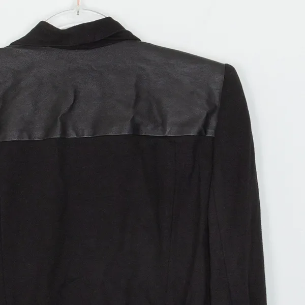 Alice + Olivia Lamb Leather Trim Draped Blazer Jacket Black Womens Size S‎ - Image 7