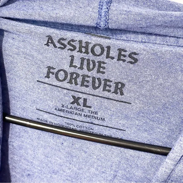 ALF A*sholes Live Forever Size XL Blue Hooded Pullover Lightweight Top‎ - Image 3