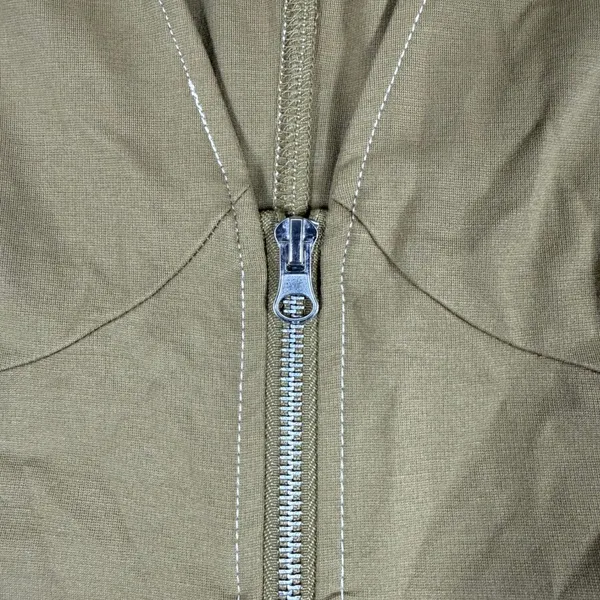 Urban Outfitters Olive Green Zip Front Mini Dress Cap Sleeve Contrast Stitch S‎ - Image 6