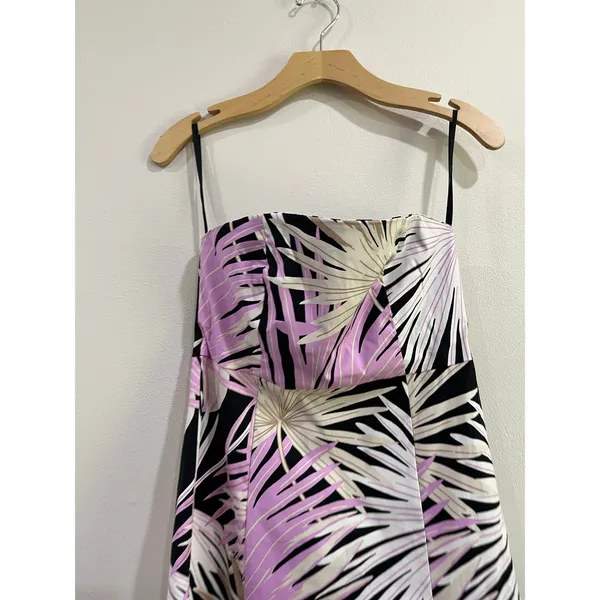 Y2K GAP Tropical Palm Print Strapless‎ Vacation Resort Mini Dress Size 6 - Image 9