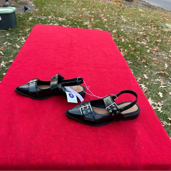 Size 6 Peyton Double Buckle black‎ Slingback Flats by wild fable - Image 3