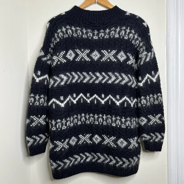 Vintage 90s Forenza Wool Blend Sweater Women’s Oversized Medium Black White - Image 4
