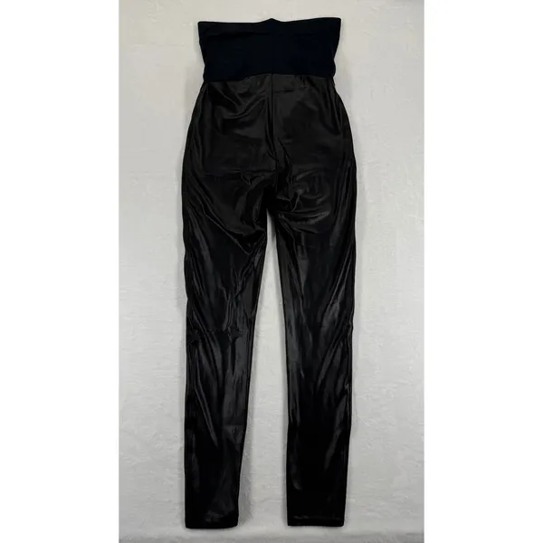 Spanx Maternity Faux‎ Leather Leggings Black High Rise Over Belly Large L/G READ - Image 12