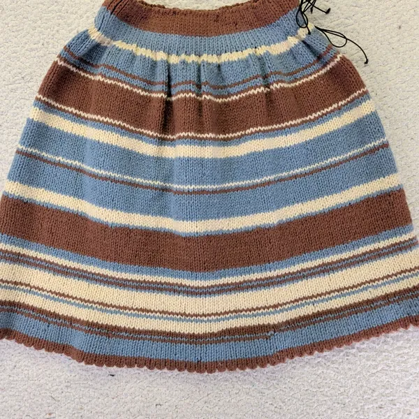 American Vintage True Vintage Handmade Striped Knit A‎ Line Mini Skirt Brown Blue Women's Medium - Image 4