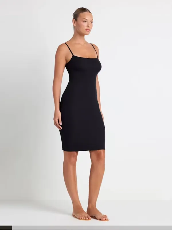 Skims Womens Soft Lounge Midi Dress Grey Soaghetti Strap Lounge Bodycon Comfy - Image 2