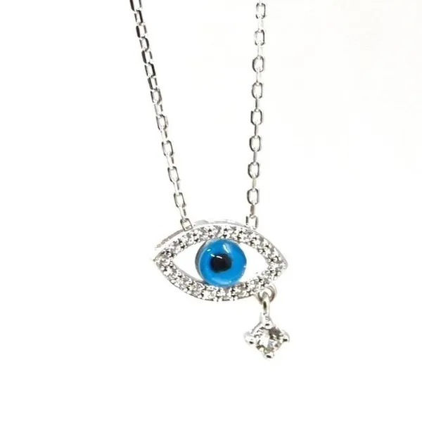 Small Evil Eye Necklace Blue - Image 4