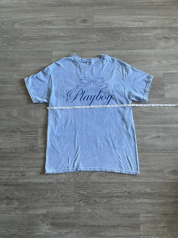 Playboy acid wash blue graphic tee - large - Image 4