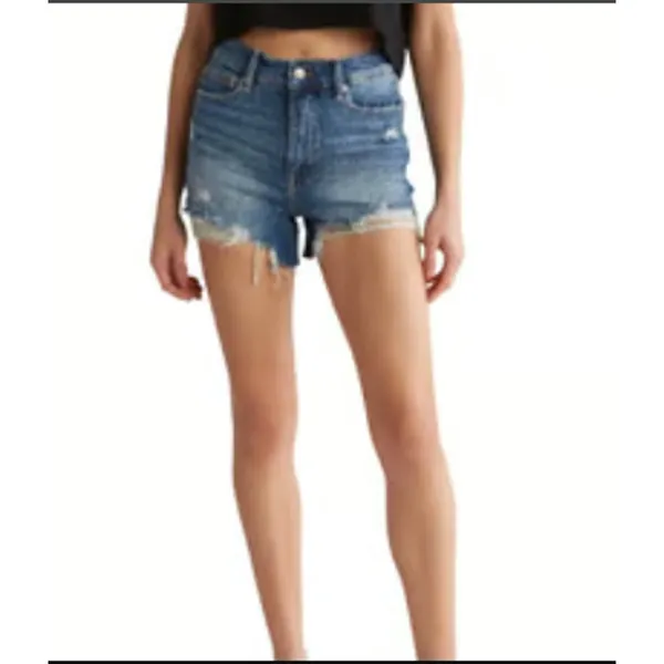 Good American Bombshell‎ Shorts Denim Ripped Distressed Blue Size 4 27 - Image 2