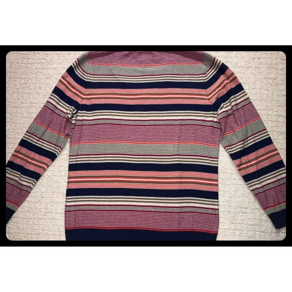 Kim Rogers Sweater‎ Womens XL Multicolor Striped V-Neck Cotton Pullover - Image 6