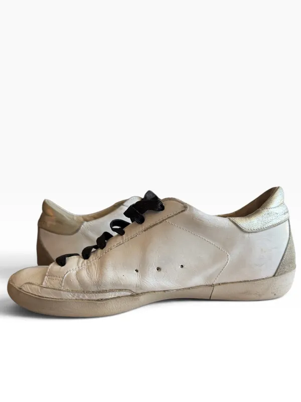Golden Goose Super-Star Sneakers EU 39(9) White Leather Silver Glitter Star GGDB - Image 5