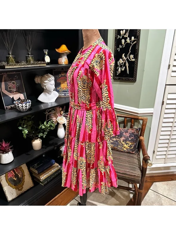 The Roots Pink Tiger Stripe Dress – Tagged XS, Fits Up to Small - Image 8