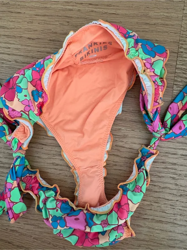 Frankie's Bikinis Orange Floral Tie-Side Bikini - Image 2
