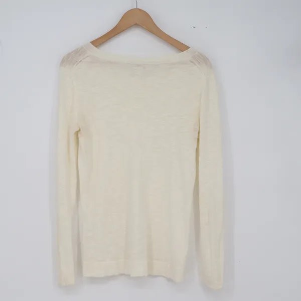 J.Crew Sweater Womens XS Ivory Slub Knit Cotton Crew Neck Good - Image 4