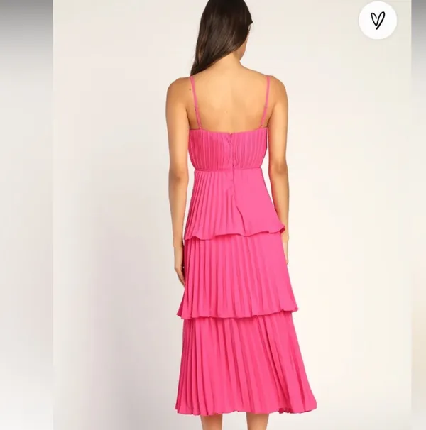 Pink tiered midi dress - Image 3