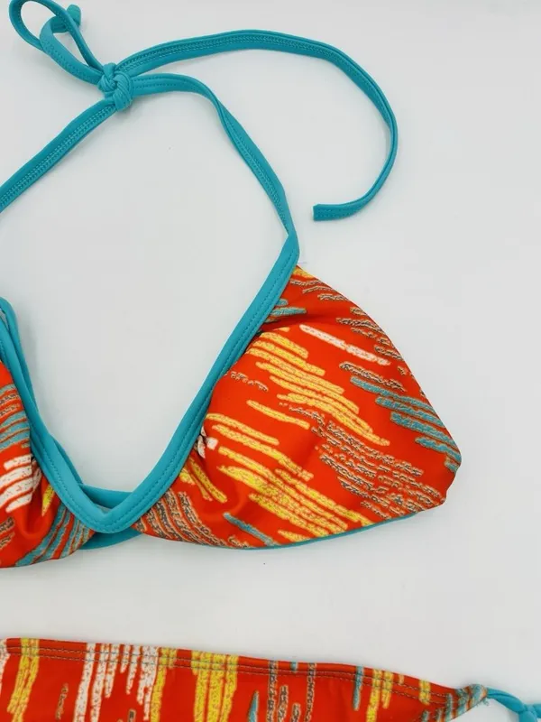 Hurley Teal Orange Bikini Size Small Halter Tie Swimwear Two Piece - Image 2